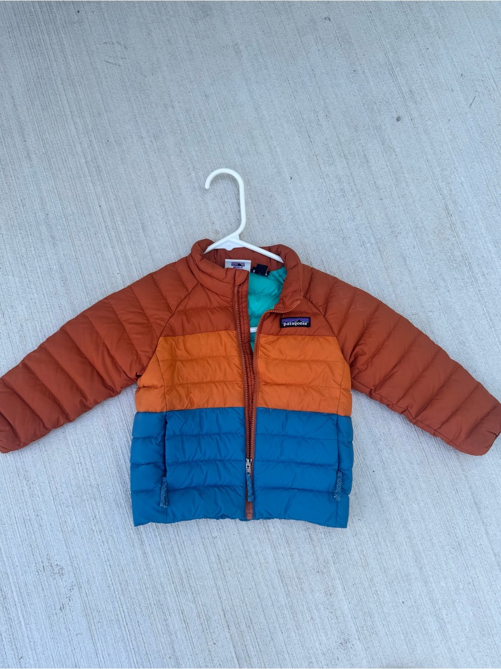 Patagonia Kids Orange and Blue Puffer Jacket
